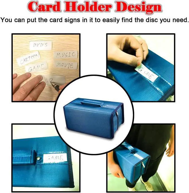 Alt view image 5 of 7 - Intendvision 160 Capacity CD DVD Case, Protective CD DVD Box Holder Portable Zipper Disc Storage Organizer Bag for Car Home Office Travel (Blue)