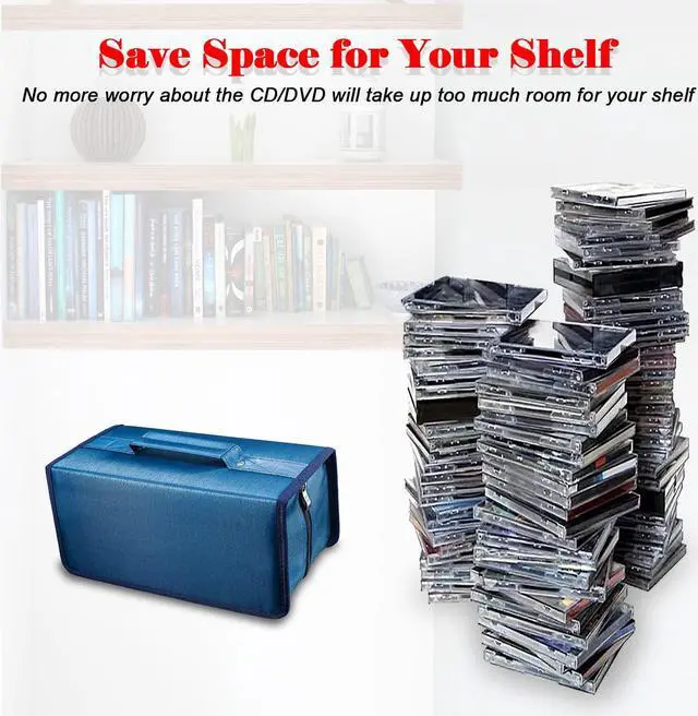 Alt view image 7 of 7 - Intendvision 160 Capacity CD DVD Case, Protective CD DVD Box Holder Portable Zipper Disc Storage Organizer Bag for Car Home Office Travel (Blue)