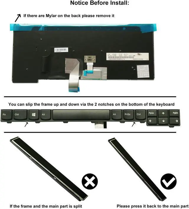 Alt view image 3 of 14 - AUTENS Replacement US Layout Keyboard for Lenovo ThinkPad T440 T440p T440s T431s T450 T450s Laptop No Backlight (6 Fixing Screws)