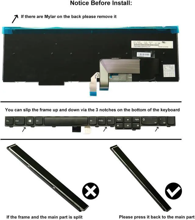 Alt view image 3 of 14 - AUTENS Replacement US Layout Keyboard for Lenovo ThinkPad T540 T540p L540 W540 W541 T550 W550 W550s T560 L560 L570 P50s Laptop No Backlight (6 Fixing Screws)