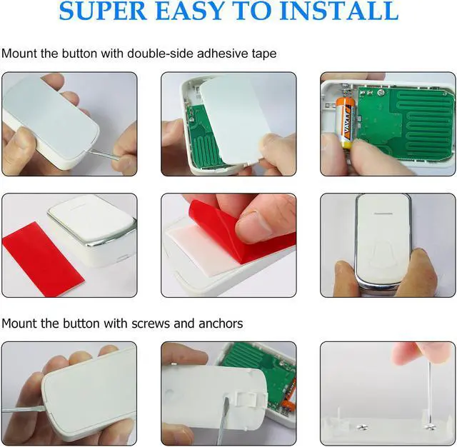 Alt view image 7 of 7 - AUTENS Wireless Doorbell, Plug in Door Bells & Chimes for Home Classroom Business, Expandable Waterproof Door Chime Kits, 58 Melodies, 5 Levels Volume, 850 Ft Range 2 receivers + 1 push button White