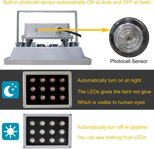 Alt view image 3 of 7 - AUTENS IR Illuminator, 850nm 12-Led Wide Angle IP67 Waterproof Night Vision IR Infrared Light for IP Camera CCTV Analogue Security Surveillance Camera with 12V DC Power Adapter (90 Degree)