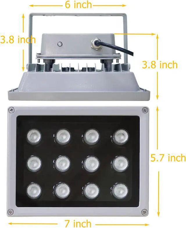 Alt view image 6 of 7 - AUTENS IR Illuminator, 850nm 12-Led Wide Angle IP67 Waterproof Night Vision IR Infrared Light for IP Camera CCTV Analogue Security Surveillance Camera with 12V DC Power Adapter (90 Degree)