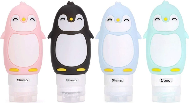 Main image of AUTENS Leakproof Silicone Travel Bottles Accessories Set, 3oz (90ml) 4 Pack Refillable Cute Penguin Travel Containers for Shampoo, Conditioner, Liquid, Lotion, Sunscreen - FDA, TSA Approved & BPA Free