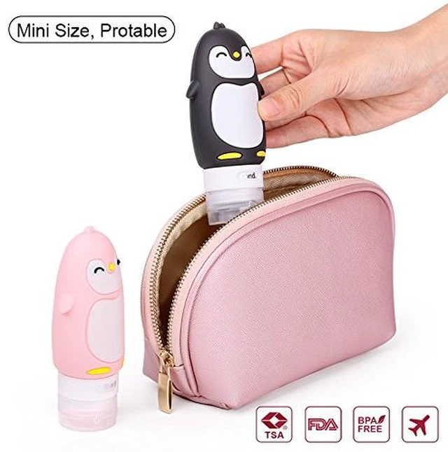 Alt view image 6 of 7 - AUTENS Leakproof Silicone Travel Bottles Accessories Set, 3oz (90ml) 4 Pack Refillable Cute Penguin Travel Containers for Shampoo, Conditioner, Liquid, Lotion, Sunscreen - FDA, TSA Approved & BPA Free
