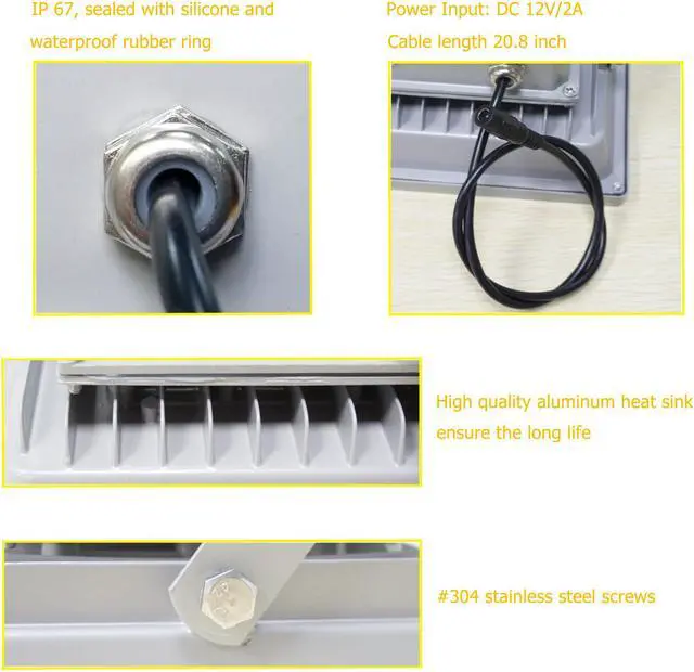 Alt view image 5 of 7 - AUTENS IR Illuminator, 850nm 6-LEDs 90 Degree Wide Angle IP67 Waterproof Night Vision LED Array IR Infrared Light with Power Adapter for IP Camera CCTV Analogue Security Surveillance Camera