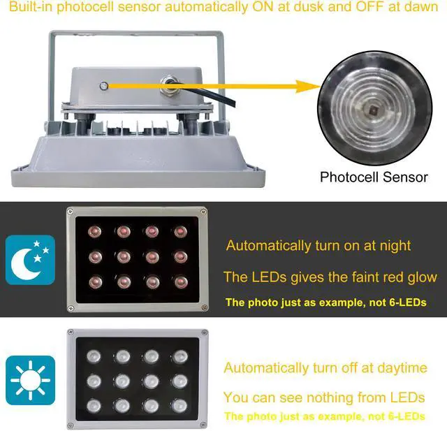Alt view image 6 of 7 - AUTENS IR Illuminator, 850nm 6-LEDs 90 Degree Wide Angle IP67 Waterproof Night Vision LED Array IR Infrared Light with Power Adapter for IP Camera CCTV Analogue Security Surveillance Camera