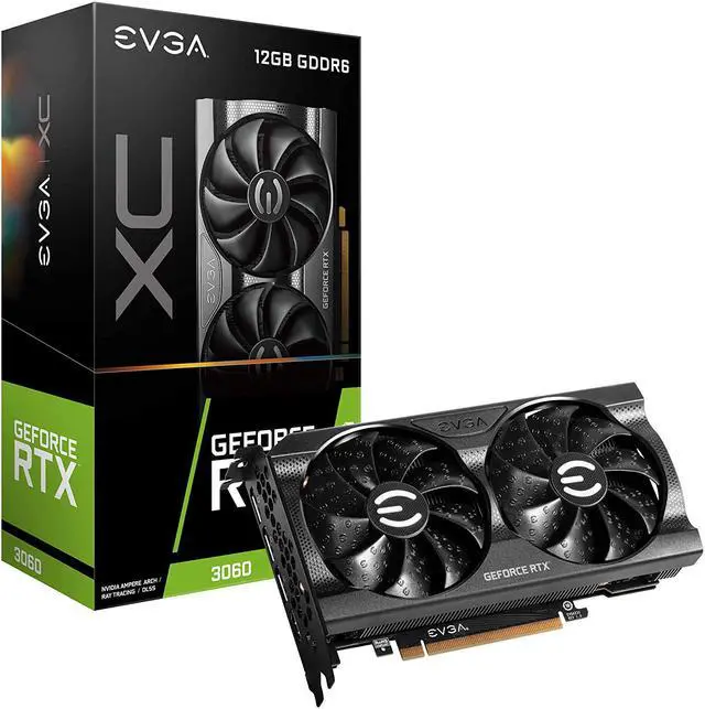 Main image of EVGA GeForce RTX 3060 XC Gaming, 12G-P5-3657-KR, 12GB GDDR6, Dual-Fan, Metal Backplate