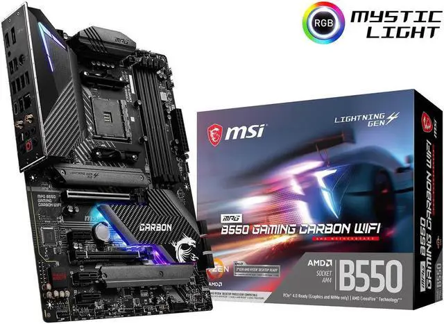 Main image of MSI MPG B550 GAMING CARBON WIFI AM4 AMD B550 SATA 6Gb/s ATX AMD Motherboard