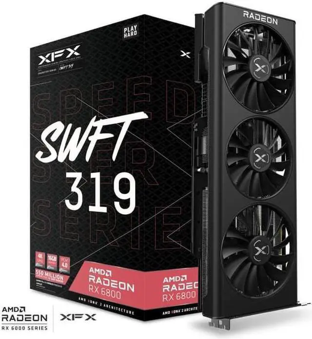 Alt view image 5 of 8 - XFX SPEEDSTER SWFT 319 Radeon RX 6800 16GB GDDR6 PCI Express 4.0 x16 Video Card RX-68XLAQFD9