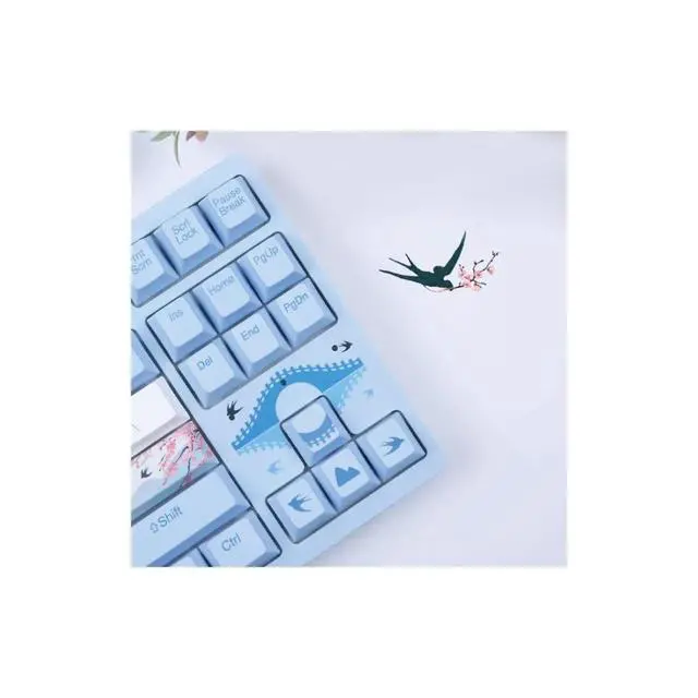 Alt view image 3 of 7 - A87 Spring Swallow Theme 87 Keys Compact Layout Mechanical Gaming Keyboard, Cherry MX Blue Switch, PBT Keycaps