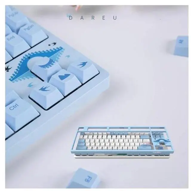 Alt view image 5 of 7 - A87 Spring Swallow Theme 87 Keys Compact Layout Mechanical Gaming Keyboard, Cherry MX Blue Switch, PBT Keycaps