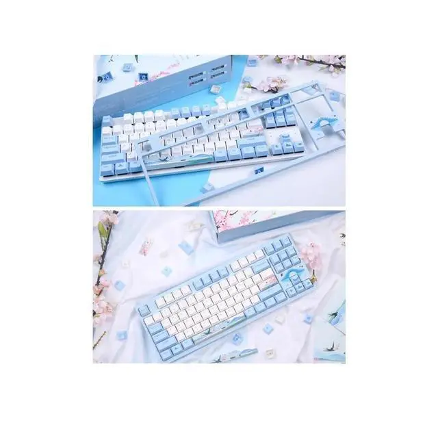 Alt view image 6 of 7 - A87 Spring Swallow Theme 87 Keys Compact Layout Mechanical Gaming Keyboard, Cherry MX Blue Switch, PBT Keycaps