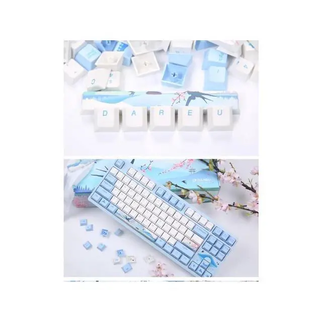 Alt view image 7 of 7 - A87 Spring Swallow Theme 87 Keys Compact Layout Mechanical Gaming Keyboard, Cherry MX Blue Switch, PBT Keycaps