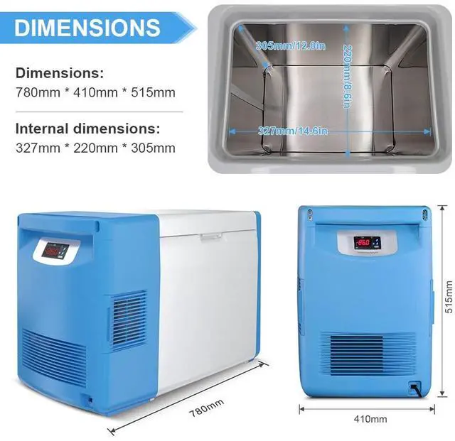 Alt view image 5 of 7 - HNZXIB Ultra Low temperature Freezer -86° (20L), 110V Portable Lab Cryogenic Freezer, Ultra Low Temperature Medical Countertop Refrigerator for Laboratory Pharmacy Storage ULT Lab Fridge (Blue)