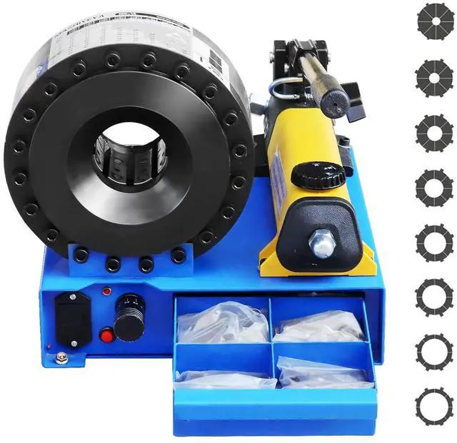 Main image of HNZXIB Hydraulic Hose Crimper with 8 Sets of Dies High Pressure Hydraulic Hose Crimping Machine Handheld Hydraulic Hose Crimping Tool, Black