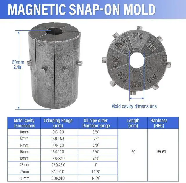 Alt view image 3 of 7 - HNZXIB Hydraulic Hose Crimper with 8 Sets of Dies High Pressure Hydraulic Hose Crimping Machine Handheld Hydraulic Hose Crimping Tool, Black