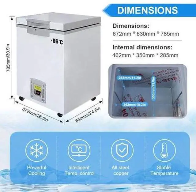 Alt view image 4 of 7 - HNZXIB -86 50L 1.8Cu Ft Ultra-Low Freezer ULT Deep Refrigerator Samples Stored Chest