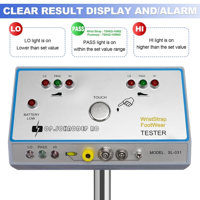 Alt view image 4 of 7 - HNZXIB Anti Static Wrist Strap and Footwear Testers with Alarm 110VWrist strap Footwear Tester Anti Static Wrist Strap Body Static Electricity Tester,Whole Body Static Tester Anti Static Wrist Strap