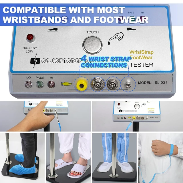 Alt view image 6 of 7 - HNZXIB Anti Static Wrist Strap and Footwear Testers with Alarm 110VWrist strap Footwear Tester Anti Static Wrist Strap Body Static Electricity Tester,Whole Body Static Tester Anti Static Wrist Strap