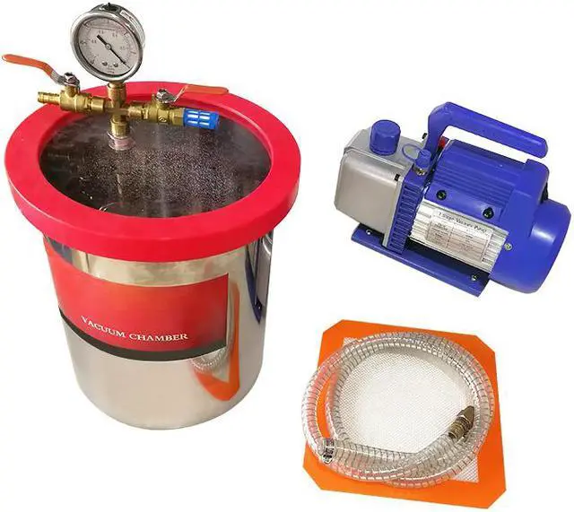 Alt view image 2 of 6 - HNZXIB 6 gallon Vacuum Chamber Stainless steel Barrel Transparent Lid with Vacuum Gauge for solution degassing lab equipment