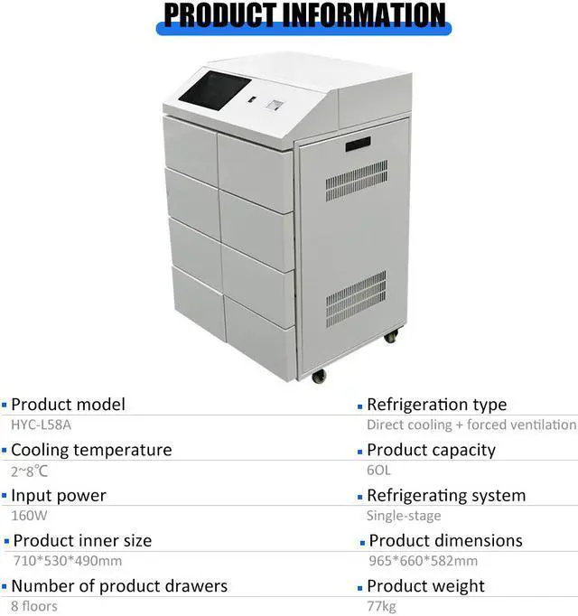 Alt view image 7 of 7 - 2-8 °C Low Temperature Storage Refrigerator with 8 Drawers, Low Temperature Freezer,for Refrigeration of Biological Products and Medicines