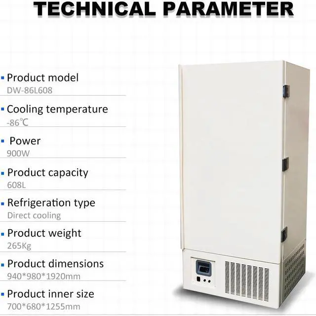 Alt view image 7 of 7 - -86°C 21.47cu.ft. Horizontal and Vertical Ultra Low Temperature Freezer&Fridge, Deep Refrigeration Refrigerator with Controller,110V