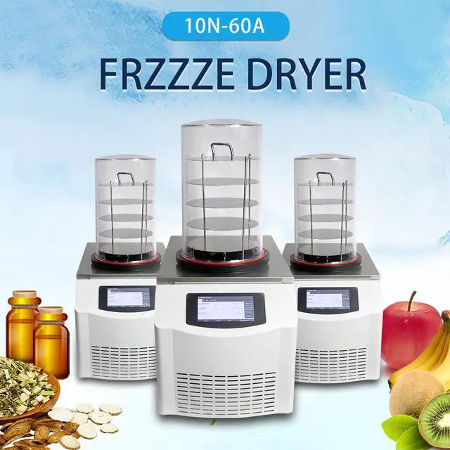 Alt view image 2 of 7 - HNZXIB 10N-60A Lab Supplies Small Vertical Laboratory Smart Vacuum Freeze Dryer with Efficient Vacuum-Pump, Sublimation Drying Oven, 110V/220V