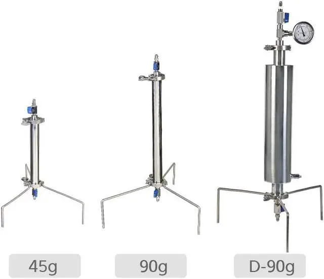 Alt view image 3 of 7 - 1.5'' Closed Loop Extractor ,Stainless Steel Vacuum Chamber/Tube 90 Gram with Tripod ,Aim to Extract from Plant Leaves