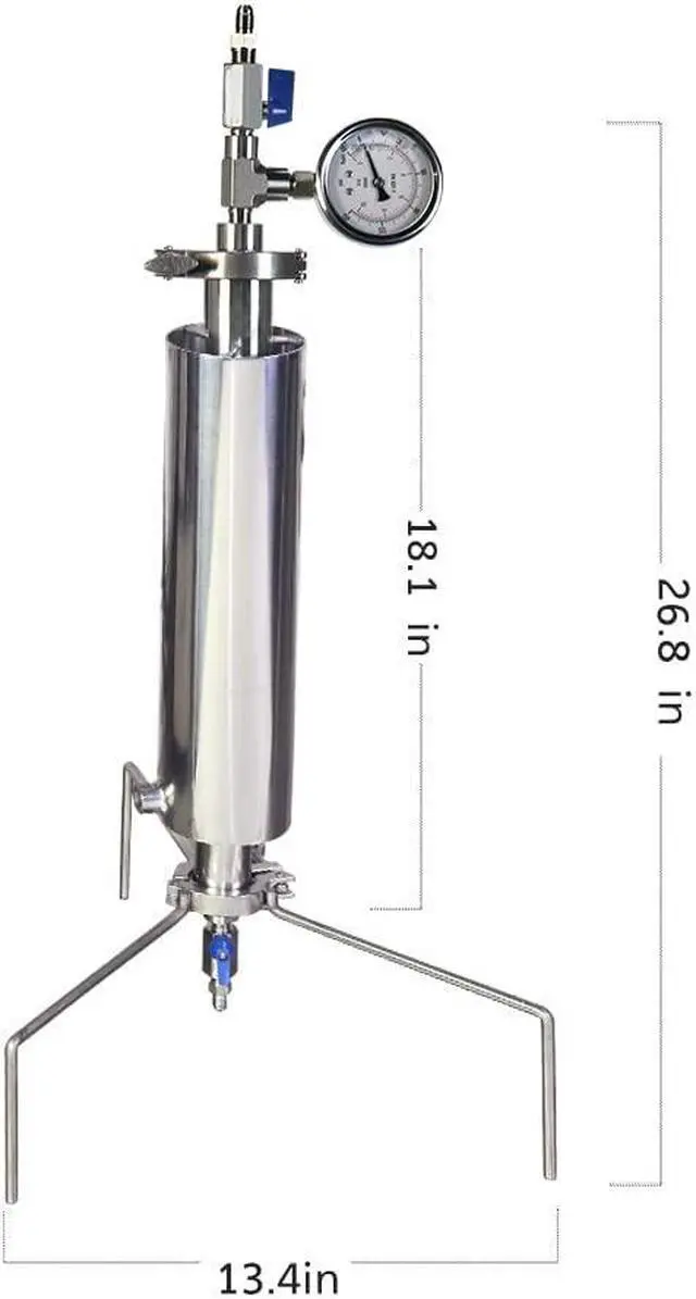 Alt view image 5 of 7 - 1.5'' Closed Loop Extractor ,Stainless Steel Vacuum Chamber/Tube 90 Gram with Tripod ,Aim to Extract from Plant Leaves