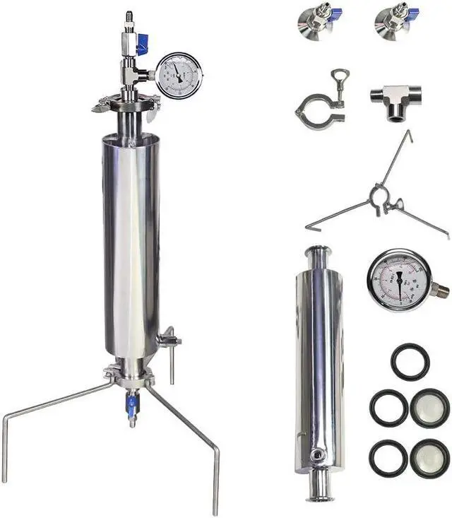 Alt view image 6 of 7 - 1.5'' Closed Loop Extractor ,Stainless Steel Vacuum Chamber/Tube 90 Gram with Tripod ,Aim to Extract from Plant Leaves