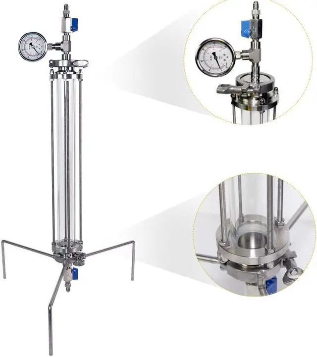 Alt view image 2 of 6 - HNZXIB 2'' x 18'' Closed Glass Column Pressurized Extractor, Dual Function of Open and Closed Extraction