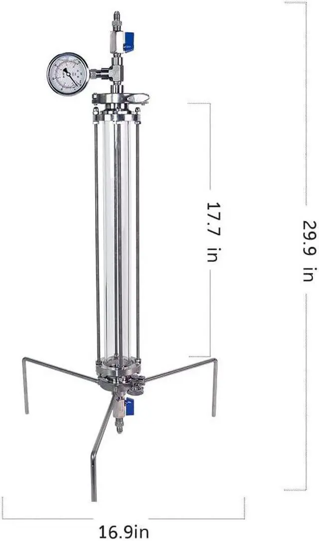 Alt view image 6 of 6 - HNZXIB 2'' x 18'' Closed Glass Column Pressurized Extractor, Dual Function of Open and Closed Extraction