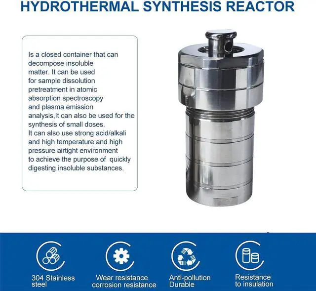 Alt view image 6 of 6 - HNZXIB 100ml 220 Hydrothermal Synthesis Autoclave Reactor, Pressure sterilizer Tank,Lab High Pressure Digestion Vessel