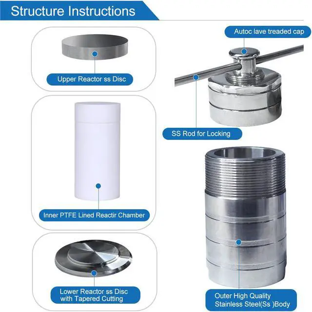 Alt view image 4 of 6 - HNZXIB 100ml 220 Hydrothermal Synthesis Autoclave Reactor, Pressure sterilizer Tank,Lab High Pressure Digestion Vessel