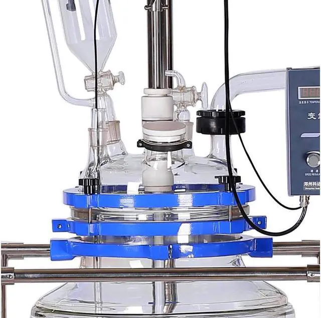 Alt view image 5 of 6 - HNZXIB 100L Jacketed Glass Reactor 220V high transparent small double-layer vacuum/negative pressure reaction vessel GG17 high-borosilicate glass