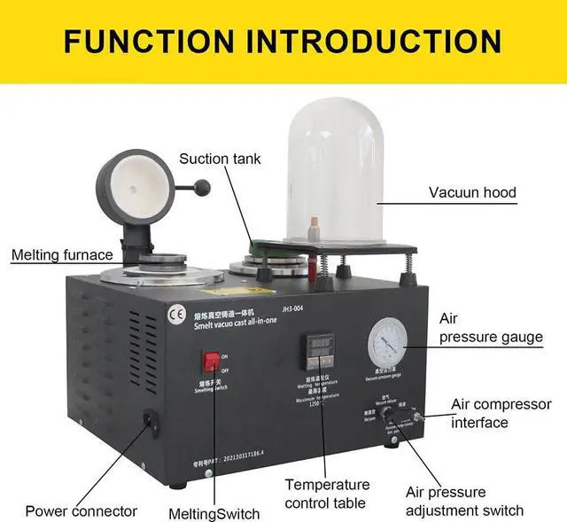 Alt view image 6 of 7 - 2KG Jewelry Casting Machine Gold Copper Furnace Jewelry Tools Vacuum Investing Casting Machine Wax Cast Combination Investing Equipment
