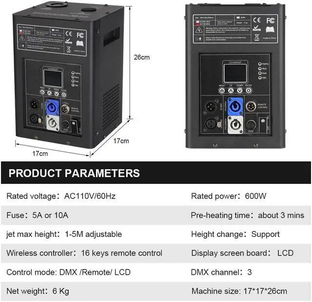 Alt view image 7 of 7 - 2PCS 600W Cold Spark Firework Machine DMX Stage Effect Low Noise Stage Events Height 3-16.5Ft DMX Stage Firework Adjustable