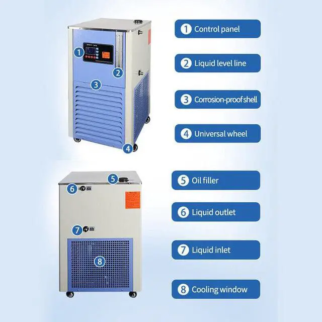 Alt view image 3 of 7 - 10L Lab LCD Digital Display Refrigeration Heating Circulator High Low Temperature Integrated Machine Chiller Heated Integrated -10~199