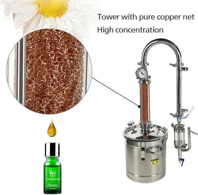 Alt view image 6 of 7 - 22L Hydrosol Distiller Plant Essential Oil Fire Heating Frankincense Distiller Distillation Equipment 5.8Gal Household Brewing Device