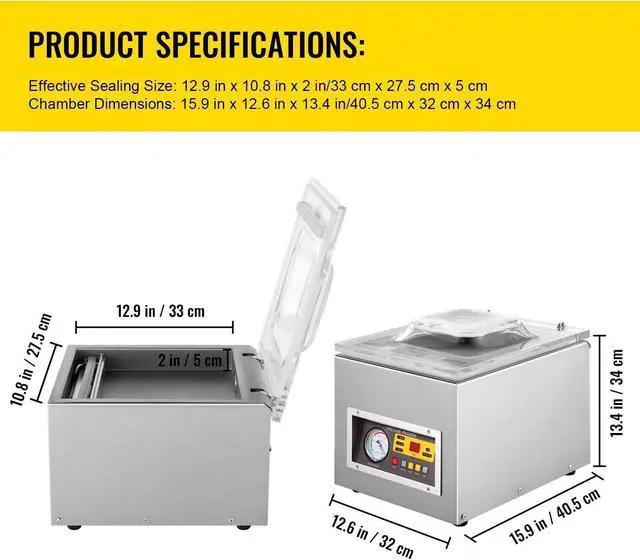 Alt view image 3 of 6 - Chamber Vacuum Sealer Machine Commercial Kitchen Food Chamber Vacuum Sealer, Packaging Machine Sealer For Food Saver, Home, Commercial Using 110V