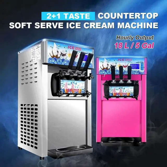Alt view image 3 of 7 - Commercial Ice Cream Machine 1200W 3 Flavors Soft Serve Ice Cream Machine Touch Screen LCD Panel Ice Cream Maker Restaurants Professional Stainless