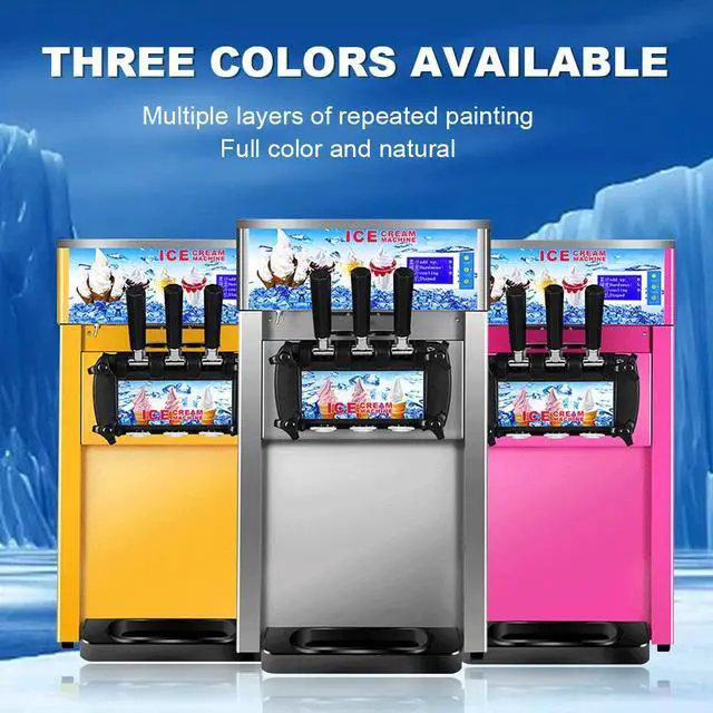 Alt view image 6 of 7 - Commercial Ice Cream Machine 1200W 3 Flavors Soft Serve Ice Cream Machine Touch Screen LCD Panel Ice Cream Maker Restaurants Professional Stainless
