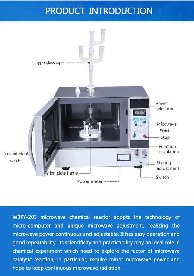 Alt view image 6 of 7 - HNZXIB Microwave Reactor Laboratory Chemical Experiement fast heating microwave adjustable WBFY205