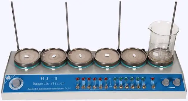 Alt view image 2 of 7 - HNZXIB Laboratory Heating Magnetic Stirrer Six Position Multipoint HJ-6 Hot Plate