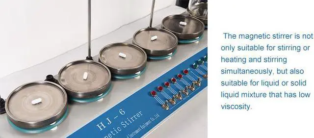 Alt view image 4 of 7 - HNZXIB Laboratory Heating Magnetic Stirrer Six Position Multipoint HJ-6 Hot Plate