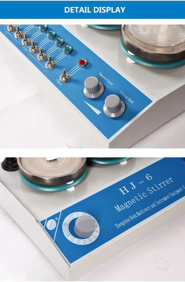 Alt view image 3 of 7 - HNZXIB Laboratory Heating Magnetic Stirrer Six Position Multipoint HJ-6 Hot Plate
