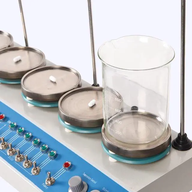 Alt view image 5 of 7 - HNZXIB Laboratory Heating Magnetic Stirrer Six Position Multipoint HJ-6 Hot Plate