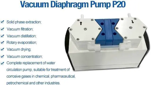 Alt view image 2 of 6 - HNZXIB Diaphragm Vacuum Pump 20L/min 2-stage for Laboratory  Evaporation/Distillation