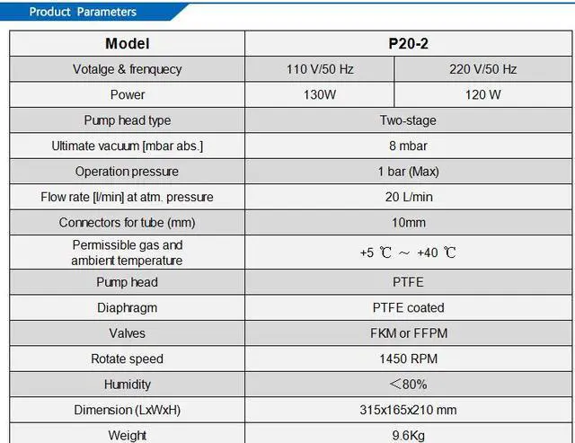 Alt view image 6 of 6 - HNZXIB Diaphragm Vacuum Pump 20L/min 2-stage for Laboratory  Evaporation/Distillation